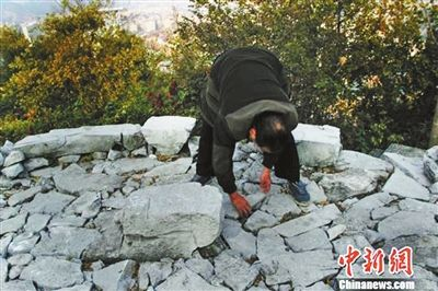 柳州老人背石上山修路被叫停