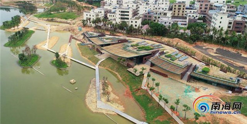 航拍?？诿郎岷峪P翔濕地公園生態科普館 